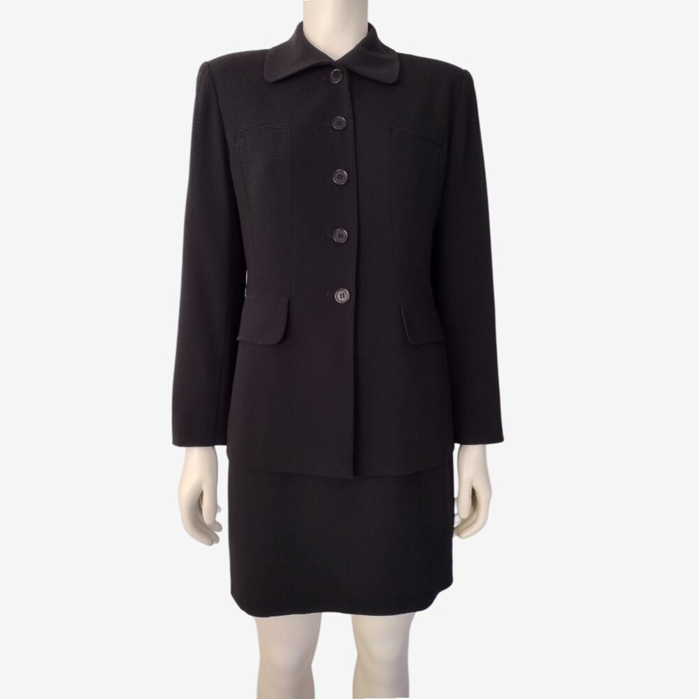 Vintage 1990s Ann Taylor Black 2 Piece Mini Sheath Dress and Jacket Set